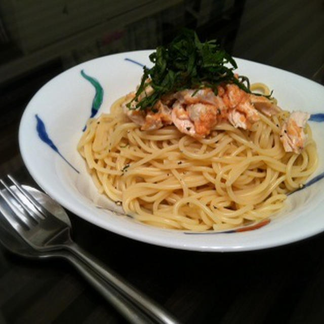 冷製・鶏の明太子マヨパスタ