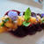 ビーツのカルパッチョ：桃のサルサ添え Beet carpaccio with peach salsa sauce; Carpaccio de betteraves, et Sauce salsa épicée à la pêche