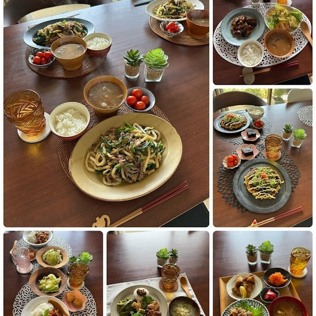 今週1週間の献立（昼・夜・おべんとう）と野菜で作るカラフル副菜、おまけは家族5人そろって焼肉屋さんと甲子園で絶品カレーランチ