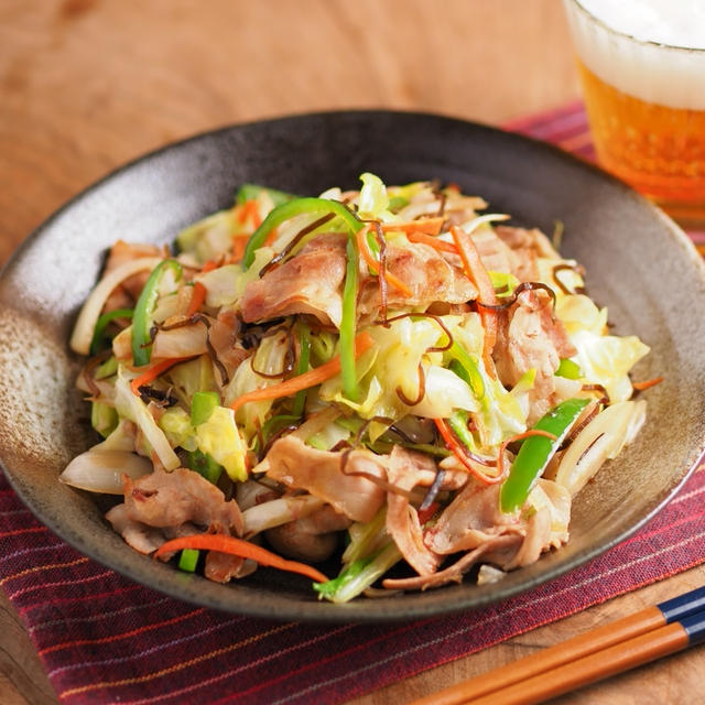 レシピブログ連載、豚ばら肉とキャベツのおかか塩昆布炒め＆炒め野菜の話