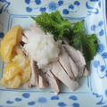 暑い日の夕食　塩レモンの蒸し鶏　　6・29・2013