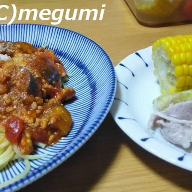 なすとひき肉のボロネーゼ＆野菜と豚しゃぶのレンジ蒸し漬け