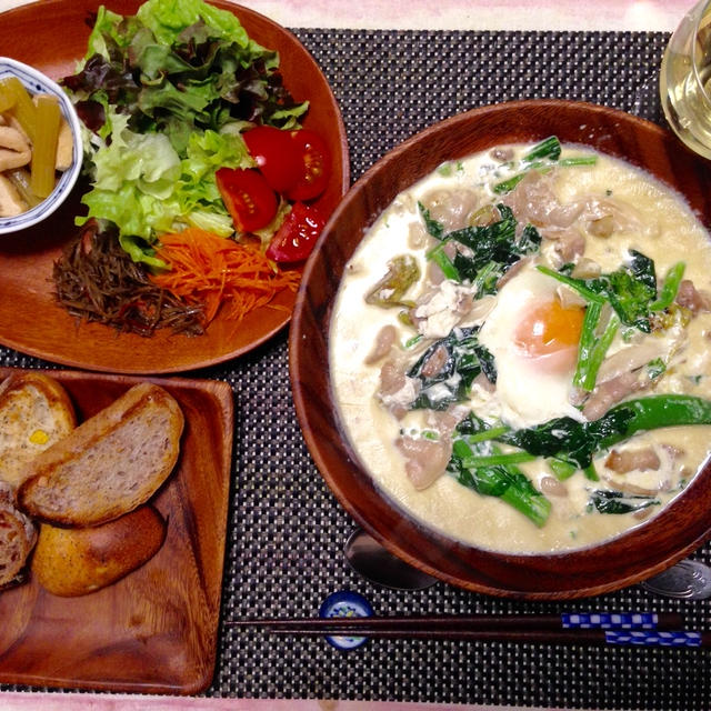 春野菜たっぷり、豚バラ肉のミルククリームスープ、カレー風味