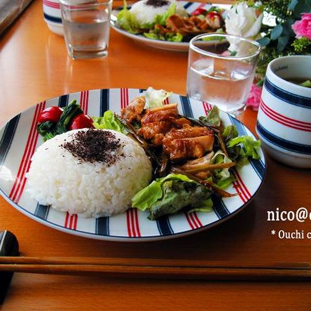鶏とにんにくの芽の醤油煮ワンプレート☆