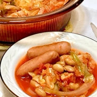 【福豆で♪キャベツとお豆のスパイシートマト煮込み】