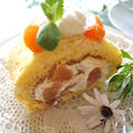 杏のロールケーキとある日のアボガドと海老の山葵味のサンドプレート