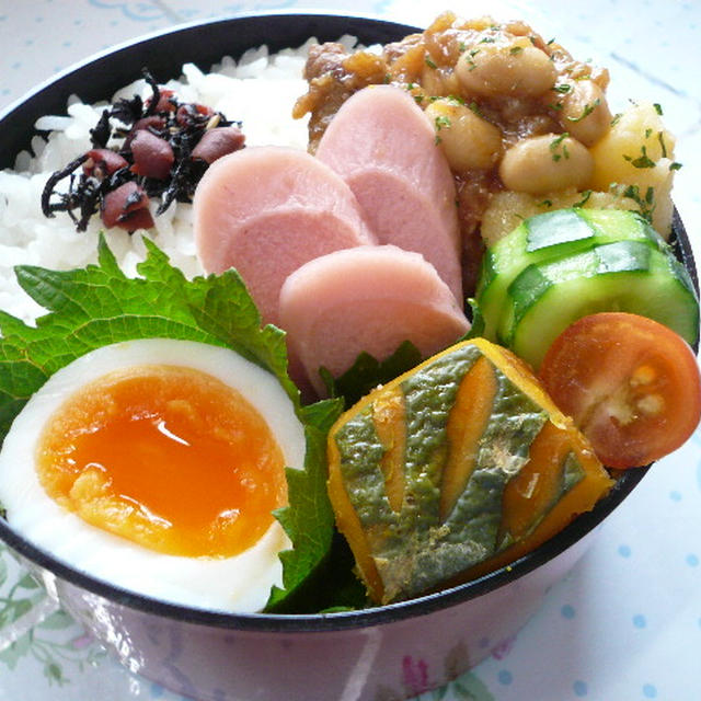 豚肉とお豆のトマト煮込み弁当♪