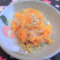 くもりときどき晴れ　　にんじんと糸こんにゃくのきんぴらオイスター風味