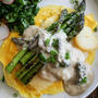 Omelette with Creamy Morel Sauce オムレツきのこソースがけ