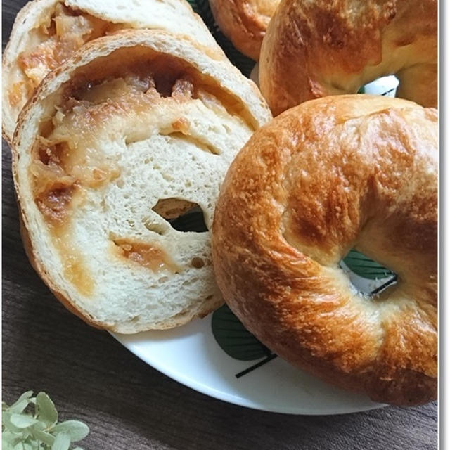 初焼きは…塩キャラメルと林檎のベーグル☆１歳３ヶ月で僕もビール！？