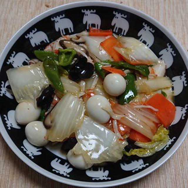 カニかまと野菜とうずら玉子の中華風うま煮