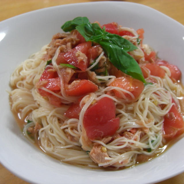 冷製トマトそうめん　お母さんしんどい