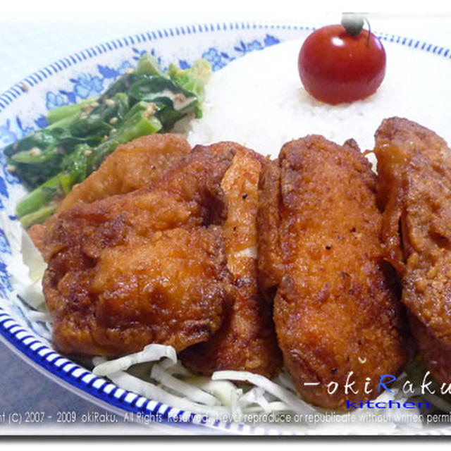 鶏のスパイシー竜田 ＆ 青菜のピリ辛マヨしょう油和え