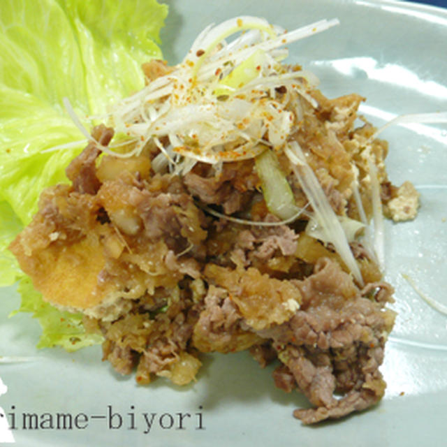 子どもパックリ☆牛肉と厚揚げのおろし生姜焼き