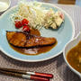 ブリの照焼きと鯖缶カレースープ