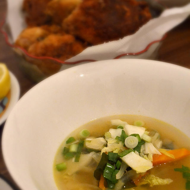 野菜の中華スープと鶏の唐揚げ〜アトピーケアレシピ〜