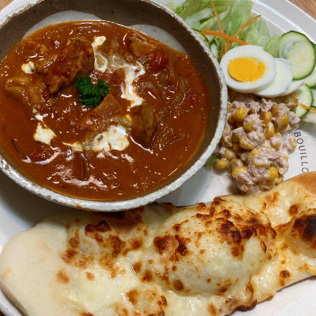 バターチキンカレーと魚焼き機でナン