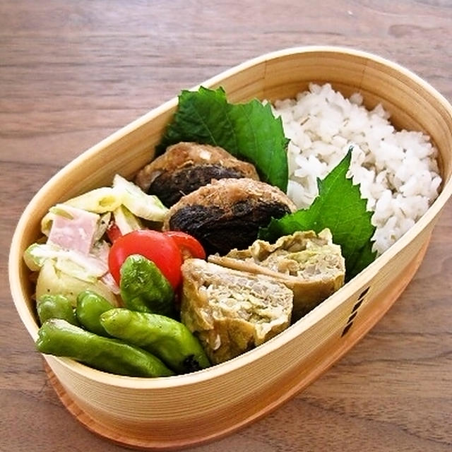 生姜焼き風☆椎茸の肉詰め弁当
