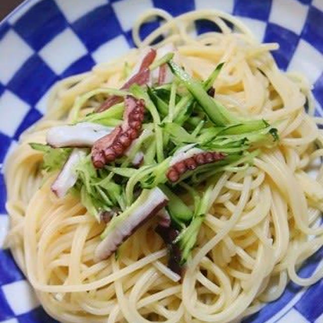 4月29日　　たこの冷製パスタ　ごま油＆ガーリックドレッシング