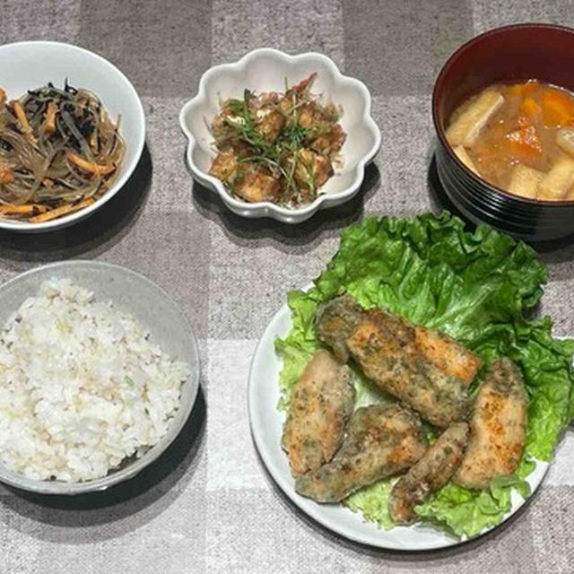 鶏むね肉主菜の夕食です！