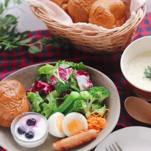 最近始めたヘルスケアと豆乳のおぼろスープの朝ごはん