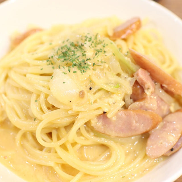 休日クッキング♪夫の作ったカルボナーラとこしあんでブランアンパン