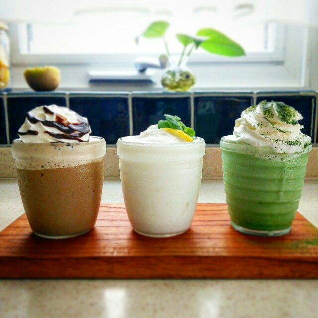 家でスタバ風🌿フラペチーノ３種😋