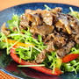 ３６５日おつまみレシピNo.２６０「牛肉と豆苗のスタミナサラダ」