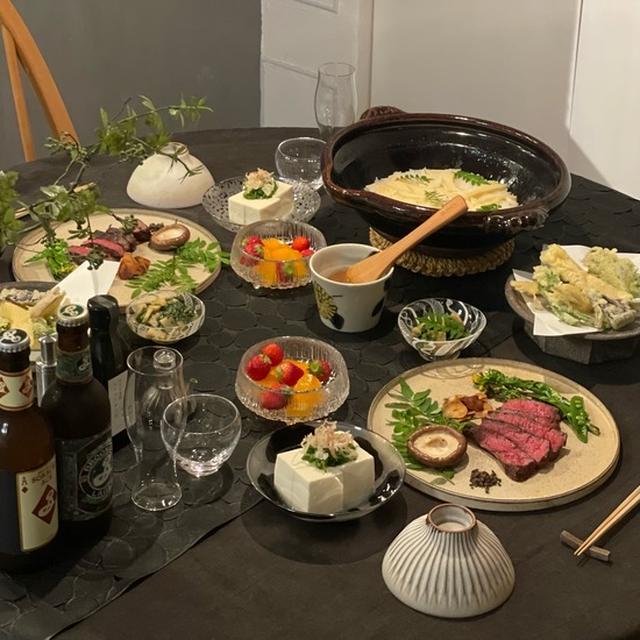 土鍋筍ごはんの夜ごはん　デジャヴではないですよ… &こごみのお手手