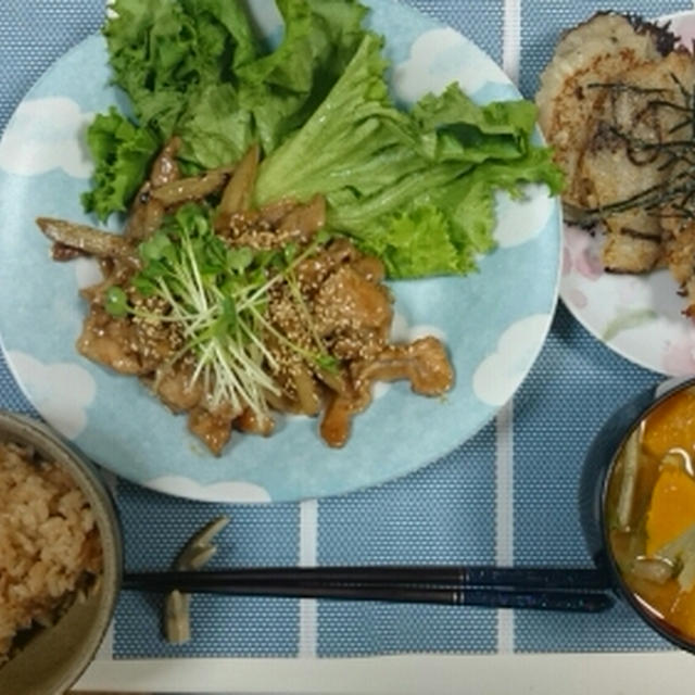 豚とごぼうのさっぱり甘辛炒め☆2014/11/01の晩ごはん。