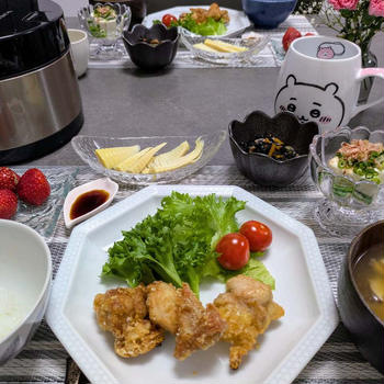 唐揚げの献立。今日のいろいろ。