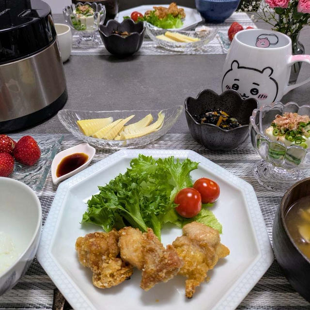 唐揚げの献立。今日のいろいろ。