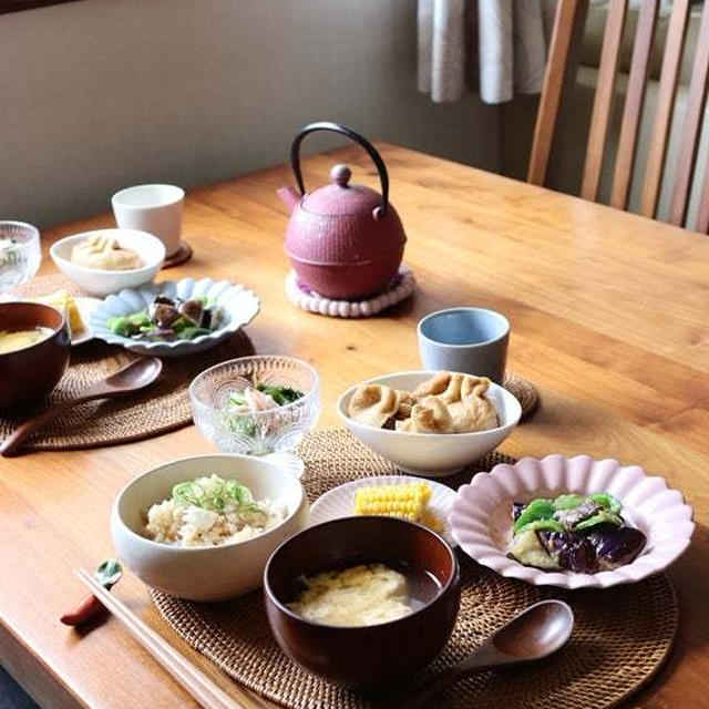 根菜の巾着煮。土鍋で鯛ごはん・献立。