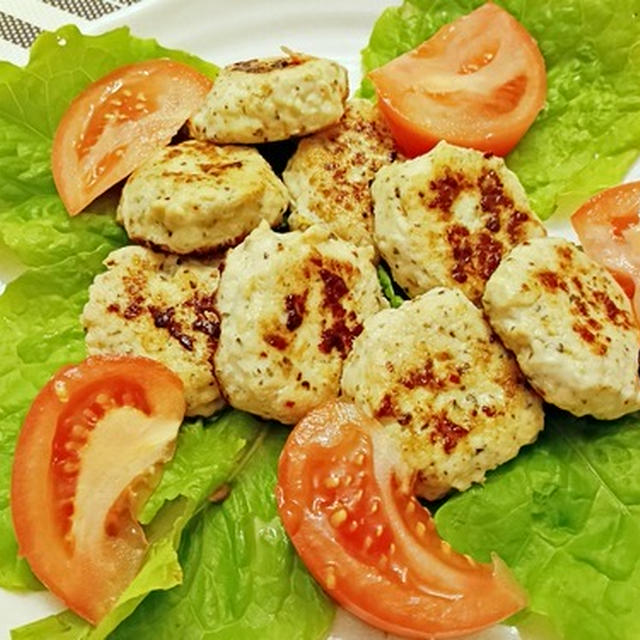 鶏むね肉の和風ハンバーグ残りの種で☆バジル風味のチキンナゲット♪