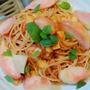 桃の冷製パスタ2020☆オリーブオイルでなく米油で☆☆☆