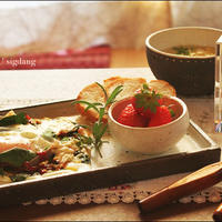 朝カフェ☆春巻きの皮で10分朝食