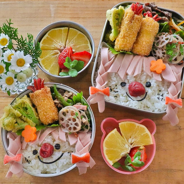 可愛いお弁当を旦那に持たせる嫌がらせ弁当「三つ編み女の子編」