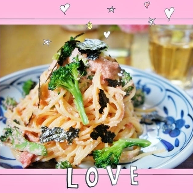 garage cafe のランチメニューは”ブロッコリーとめんたいこのスパゲッティー”