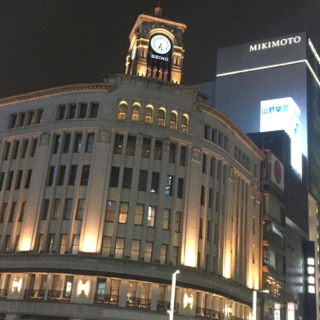 昨晩から雨降りの銀座にいます