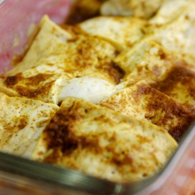 レンジで超簡単☆豆腐・豚・大根のカレーめんつゆ蒸し♪