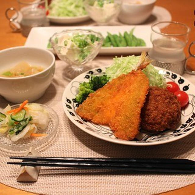 『鯵フライ＆メンチカツ』の献立。