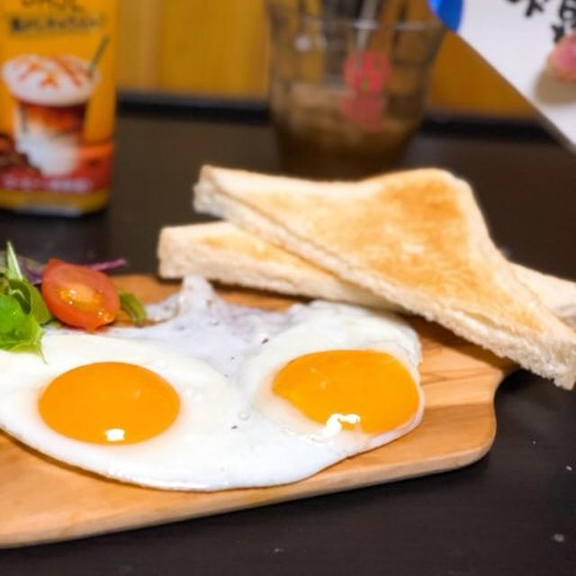 今日の朝活！料理編（3時後半起床 目玉焼きカフェ風プレート♪）