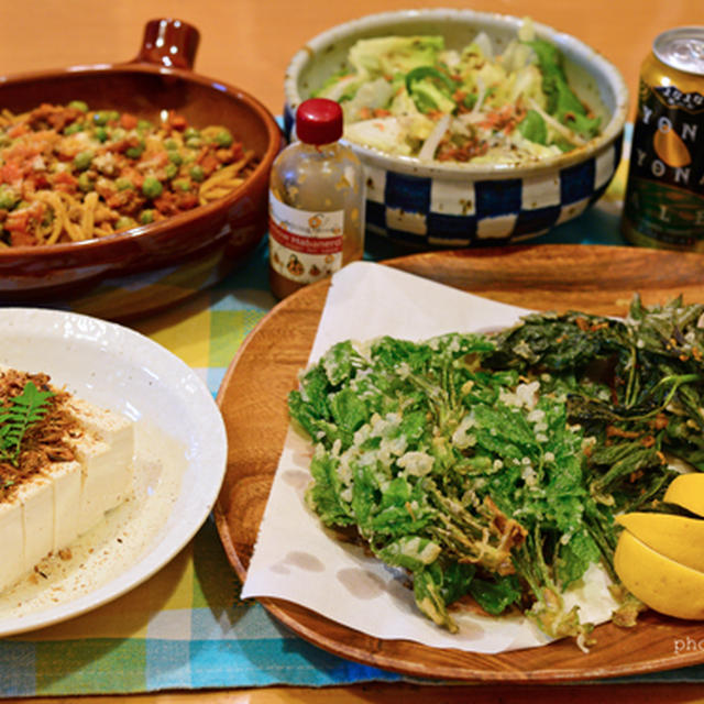 ５月１０日　日曜日　山菜天ぷら＆グリーンカレー（２日分の晩ごはん）