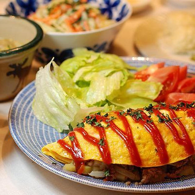 肉味噌で！新じゃがオムレツ定食