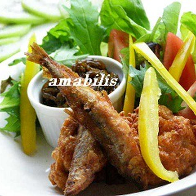 唐揚げと野菜のセット