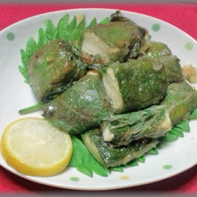 豆腐の青じそ巻き焼き