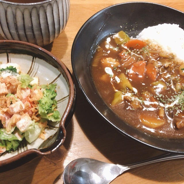 サイゼリア風サラダ+ハヤシライスで晩ごはん♥