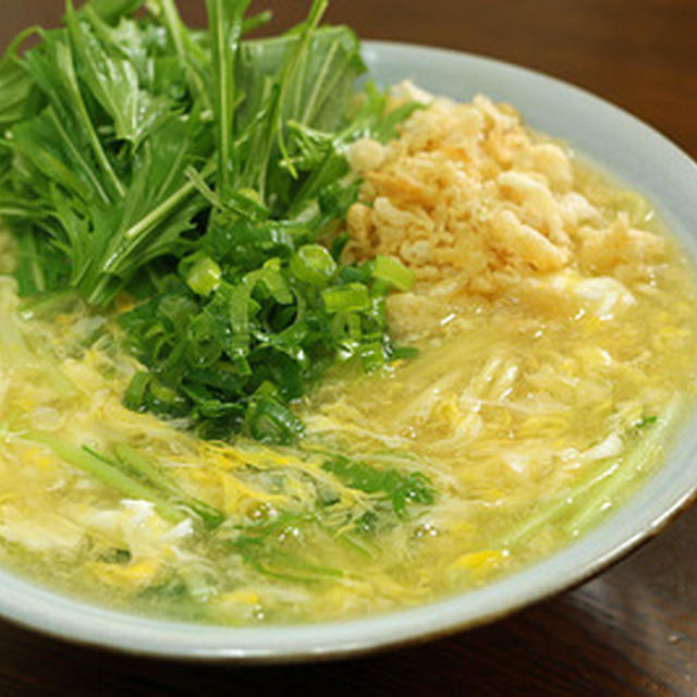 朝ごはんに「水菜けいらん黄そば」