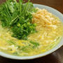 朝ごはんに「水菜けいらん黄そば」