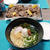冷やしおろし梅うどんと鹿肉の竜田揚げ